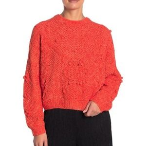 Lush Orange Pom Pom Sweater S NWT